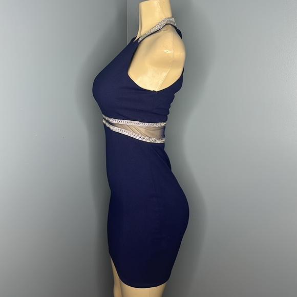 My Michelle Navy Blue formal sleeveless midi dress size 1 - Picture 3 of 6